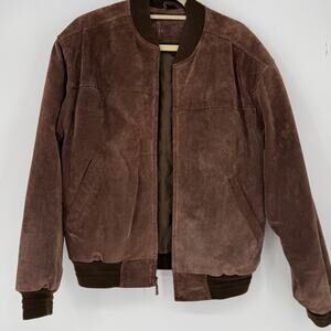 Croft and Barrow Men's Bomber Jacket Leather Suede Vintage Size Small S Brown
